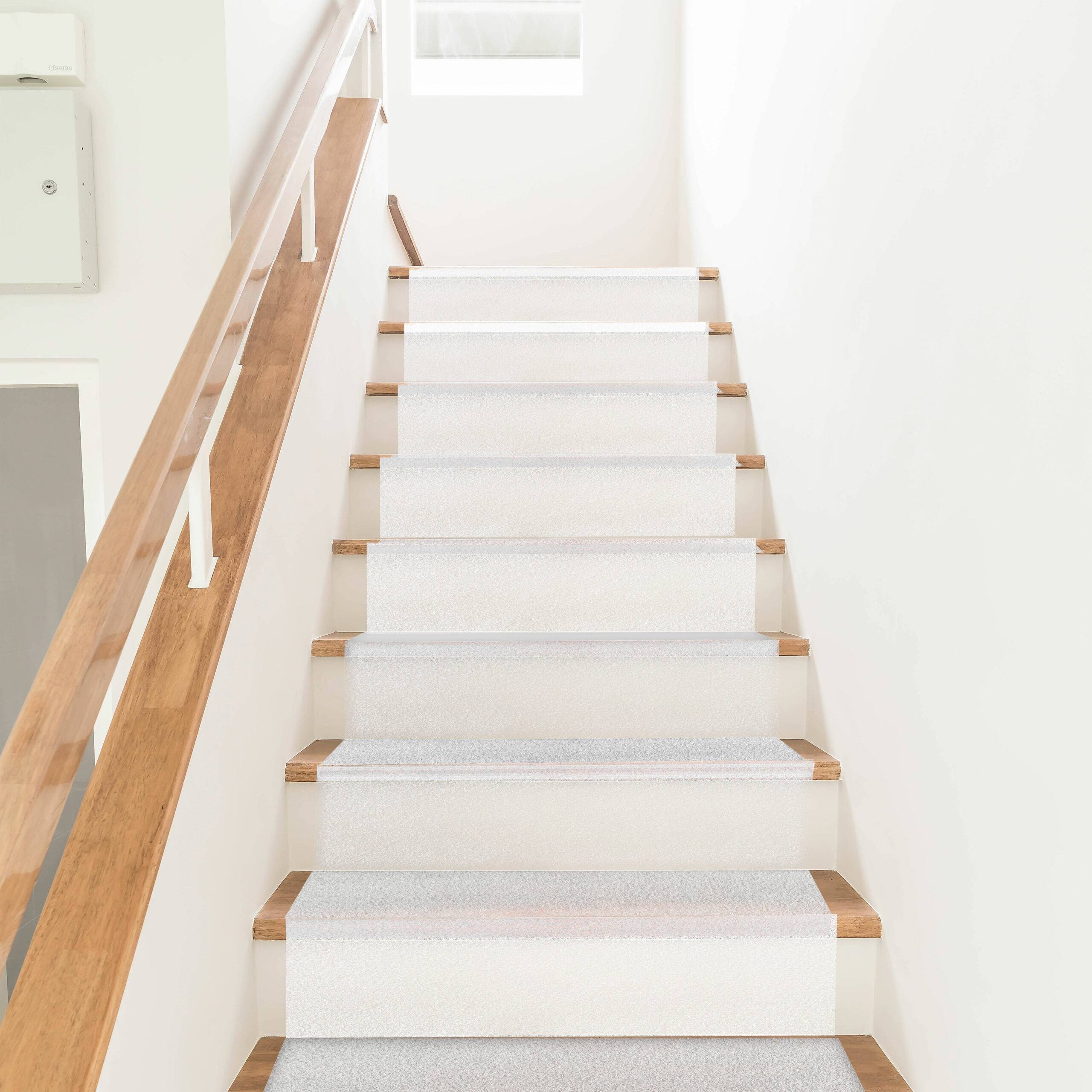 20″x10′ White Non-Slip Stair Runner – Premium Peel & Stick Vinyl Mat with Long-Lasting Adhesion | Certified Safe & Slip-Resistant