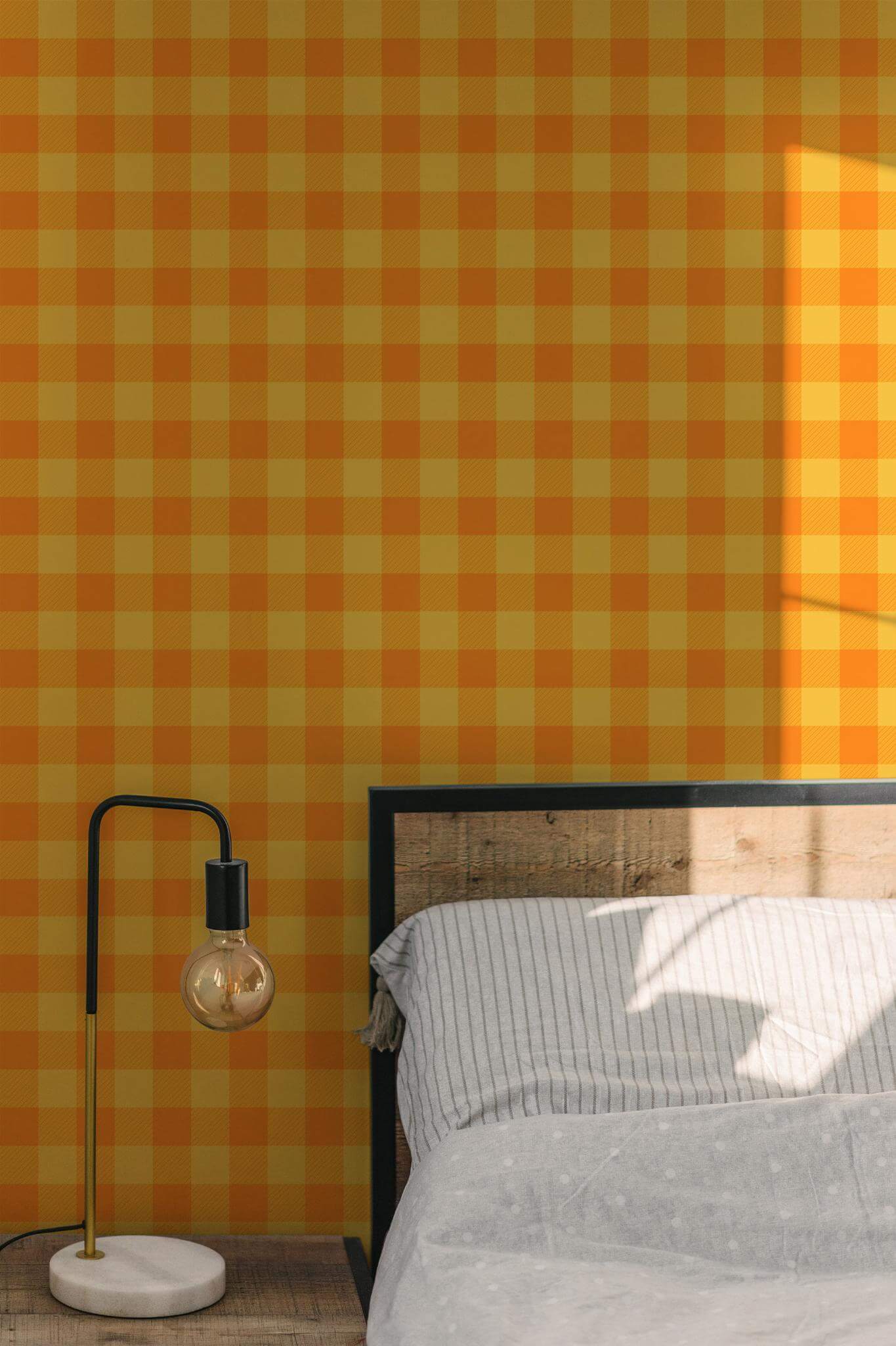 Orange and yellow check Wallpaper