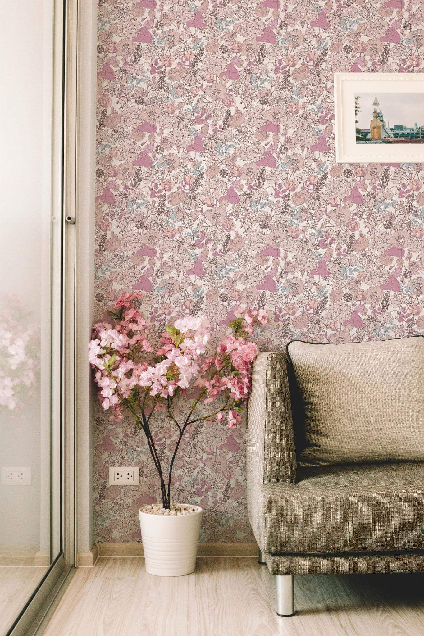Seamless pink floral Wallpaper