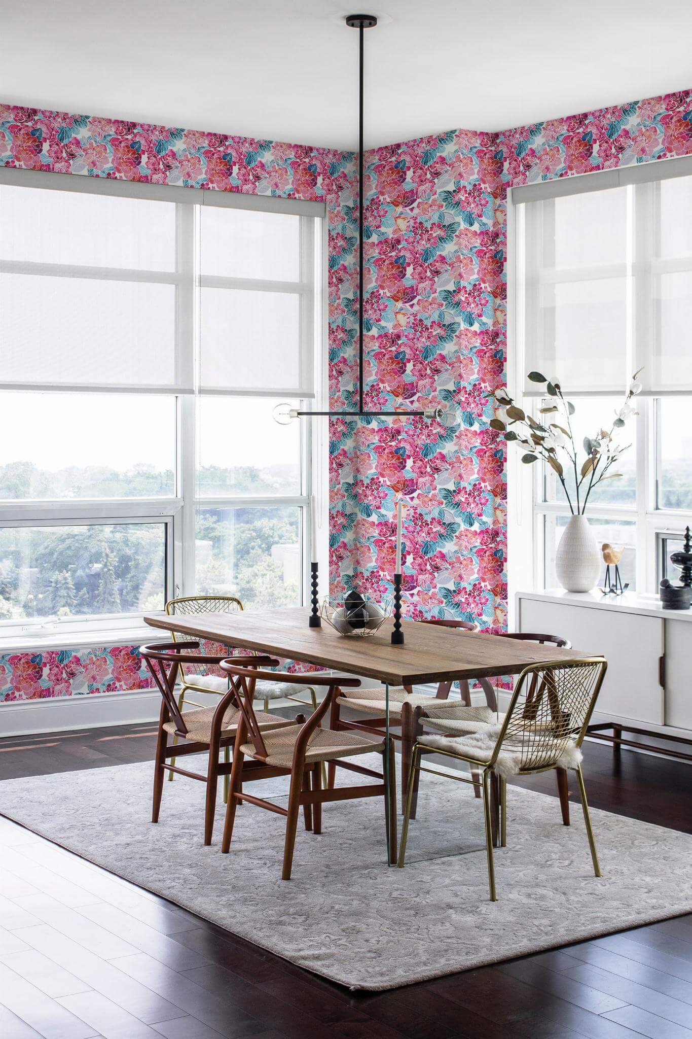 Pink and blue floral Wallpaper - Image 3