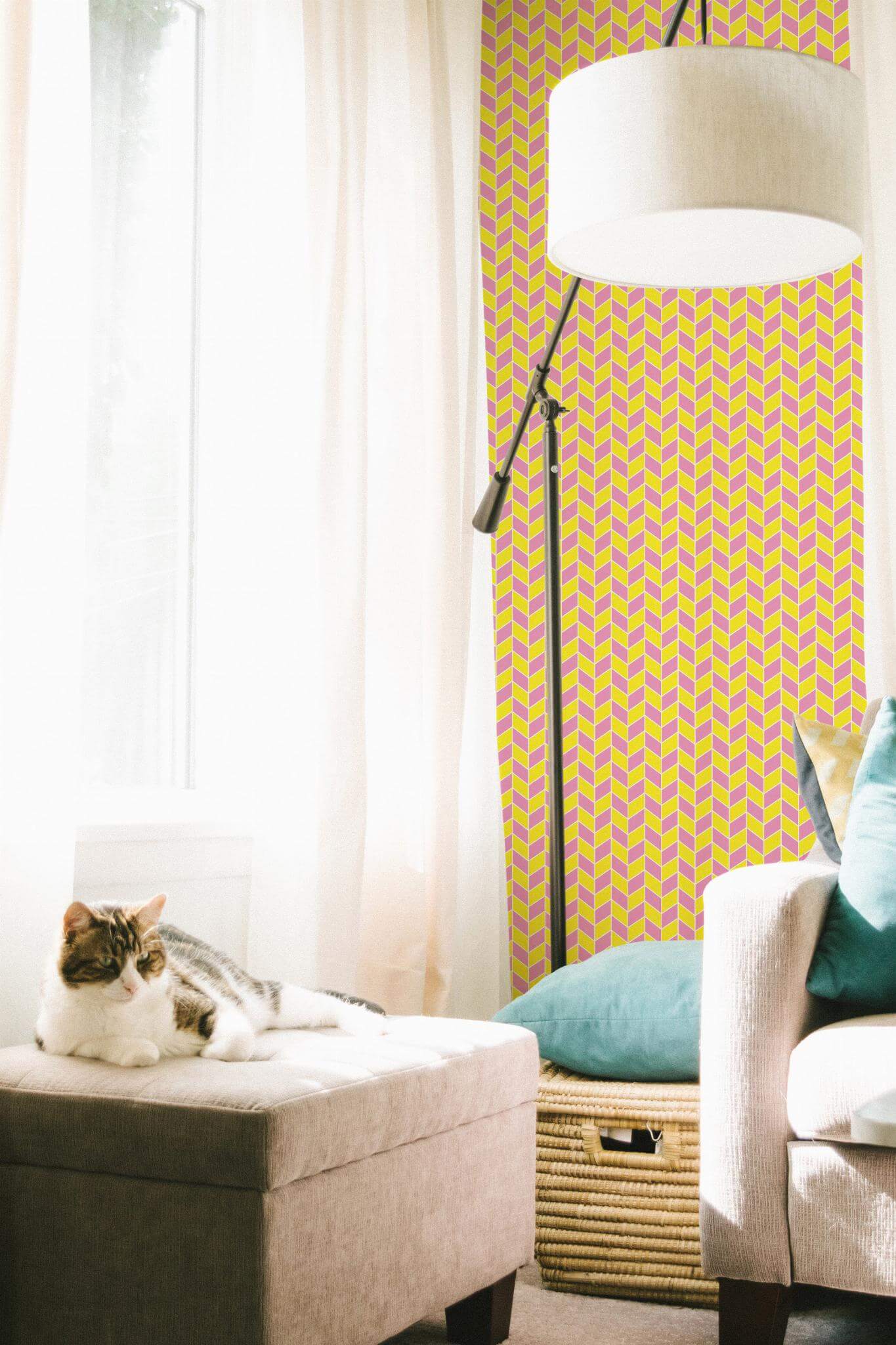 Pink and yellow chevron Wallpaper - Image 3