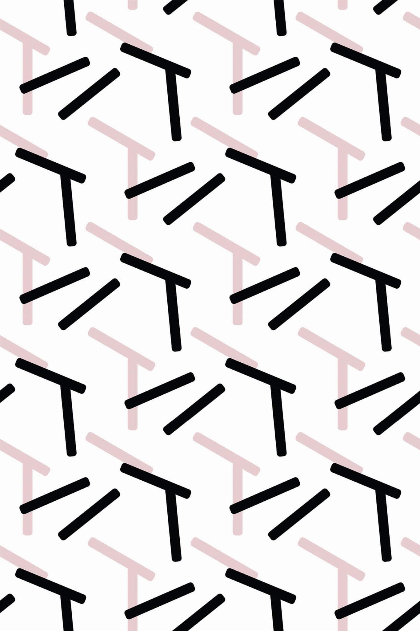 Pink, black and white abstract geometric Wallpaper - Image 2