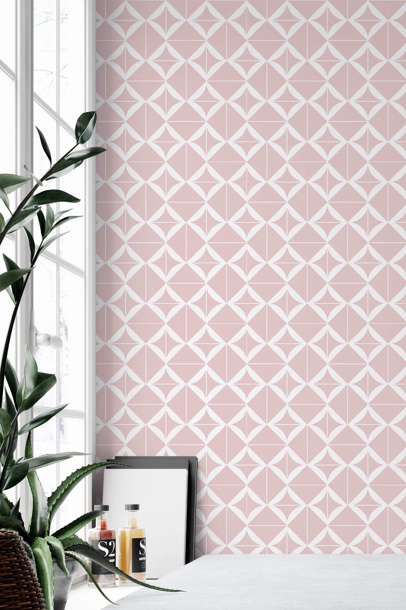 Pink square pattern Wallpaper