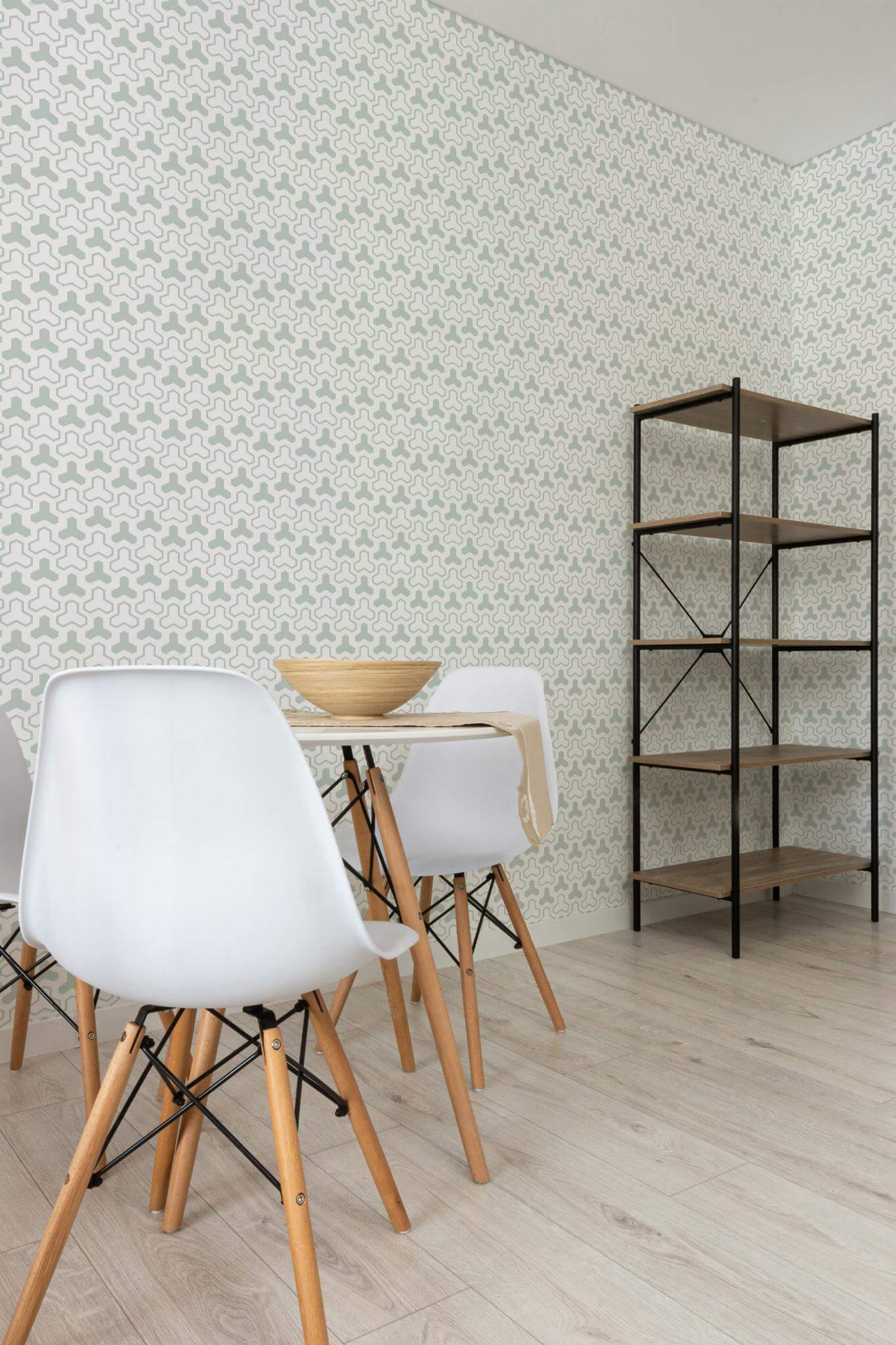 White and green geometric shapes Wallpaper - Image 3