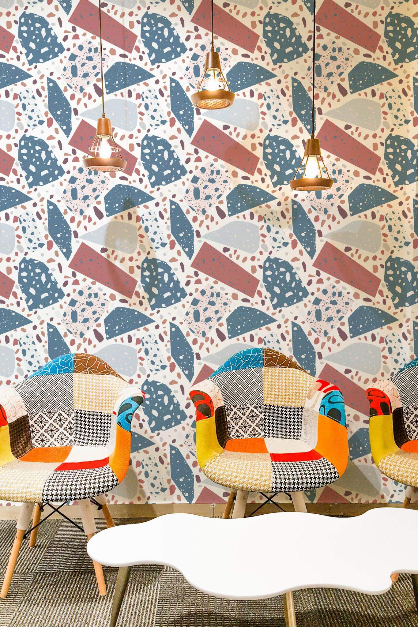 Red and blue terrazzo Wallpaper - Image 4