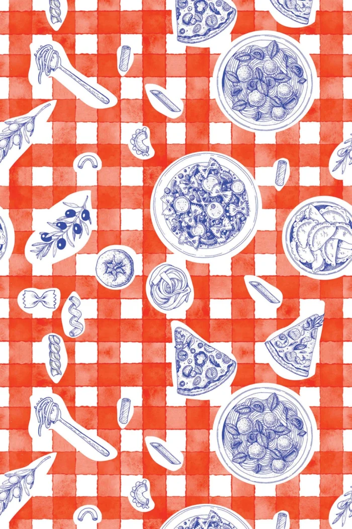 Red Pattern Food Red Italian Foods Pattern for Restaurants Wallpaper — SafetyMat