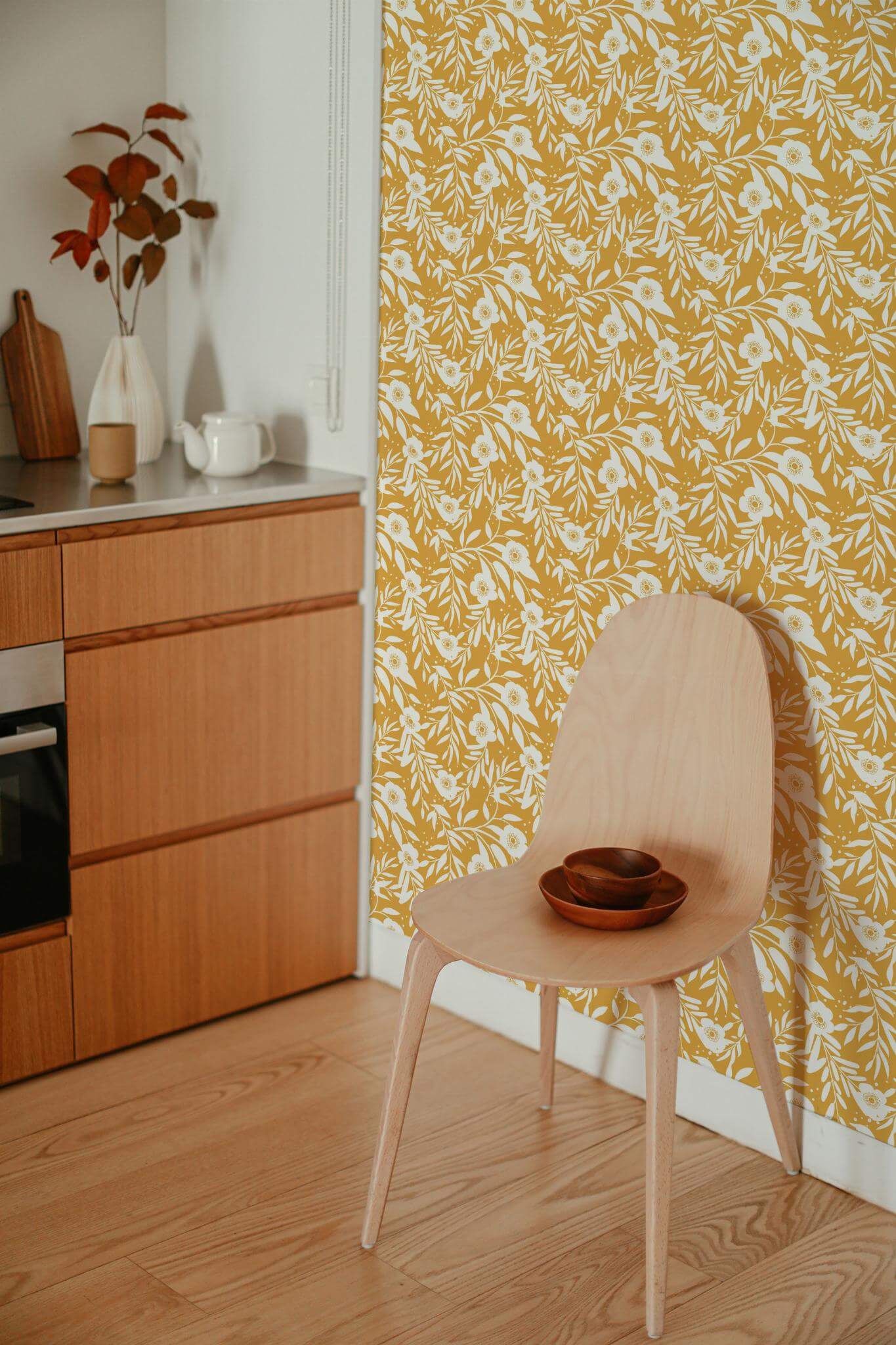 Yellow retro floral Wallpaper - Image 4