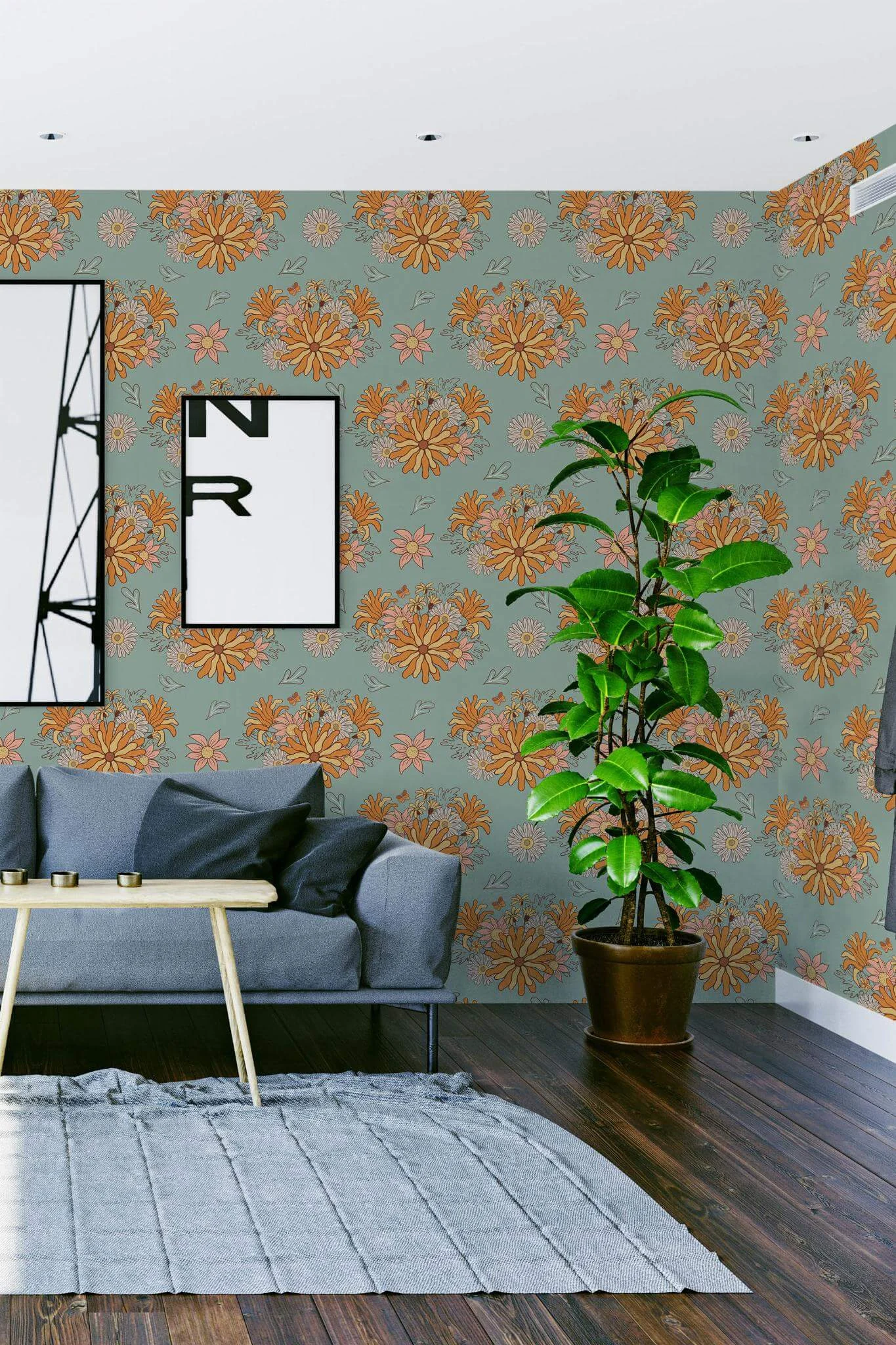 Multicolor retro flower Wallpaper - Image 3