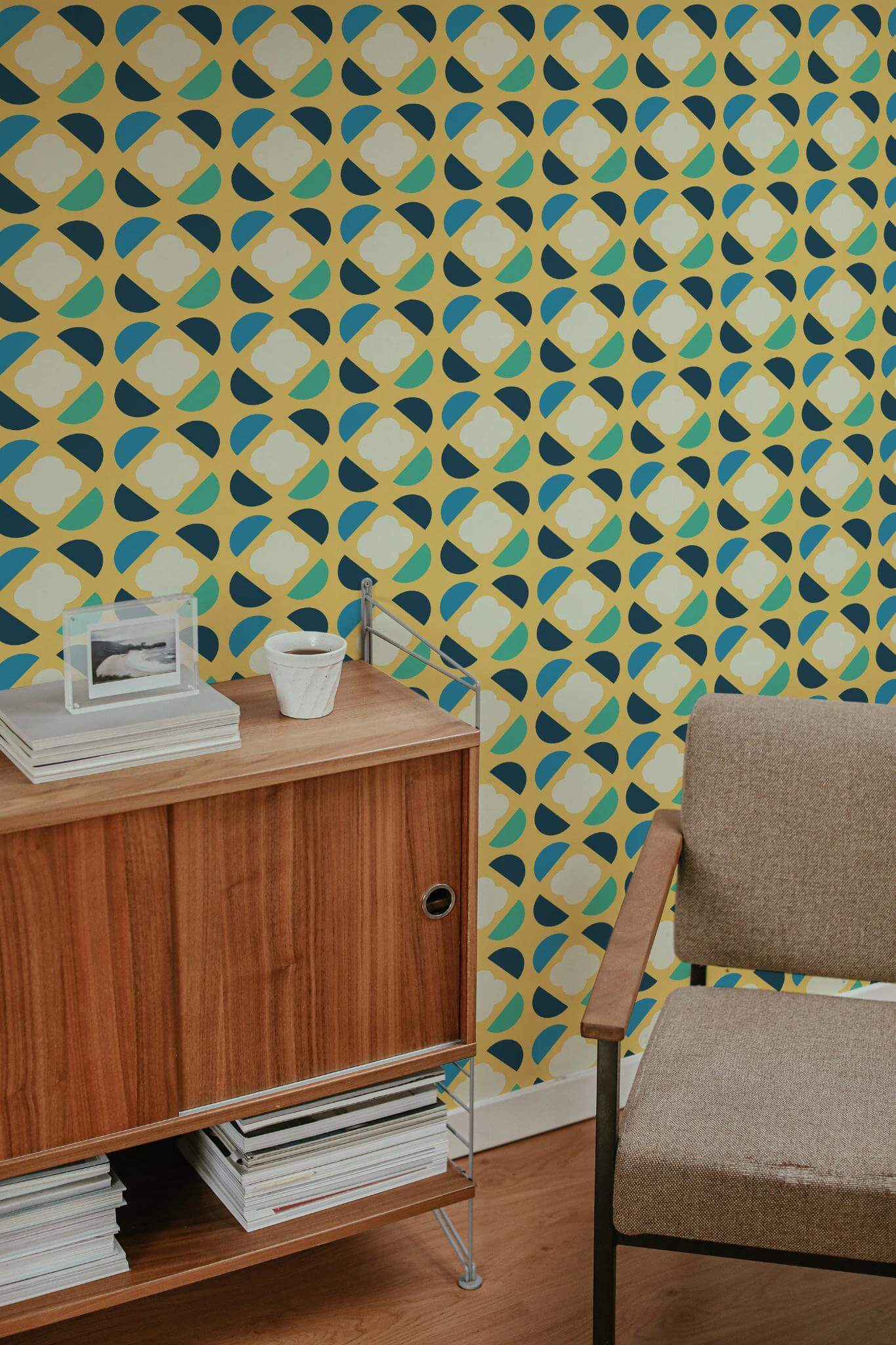 Verdant Visions of Retro Shapes Wallpaper — SafetyMat