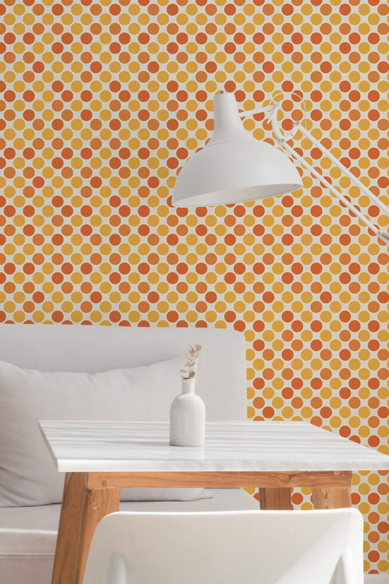 Yellow and orange polka dot Wallpaper