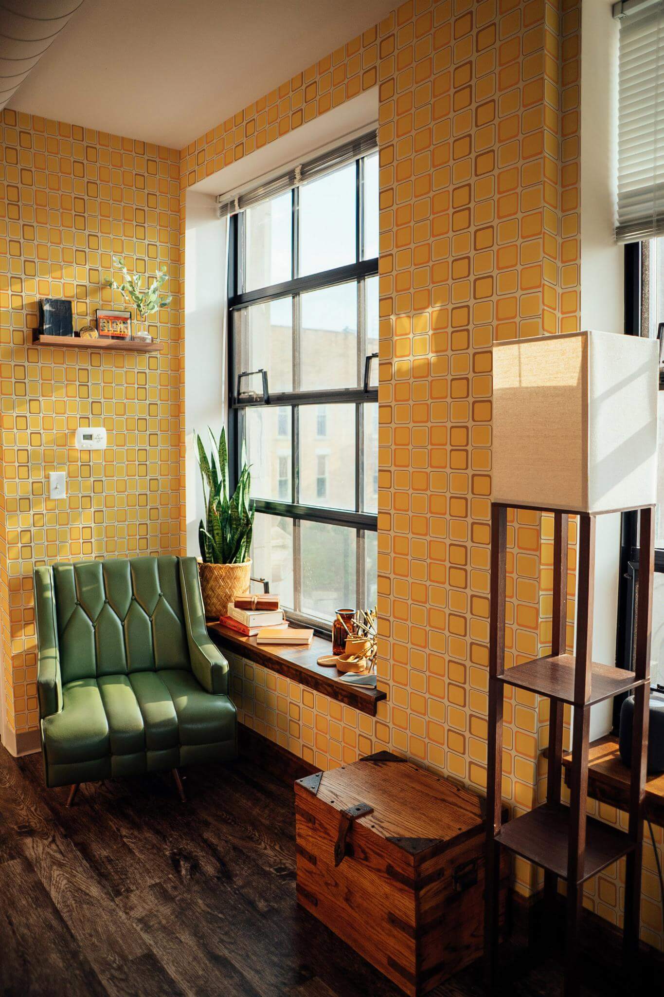 Yellow retro geometric Wallpaper - Image 3