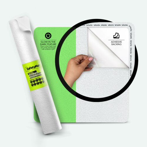 White, Glow in the Dark Non Slip Shower Mat - SafetyMat Premium, Resilient, Non Abrasive Non Skid Shower Sticker