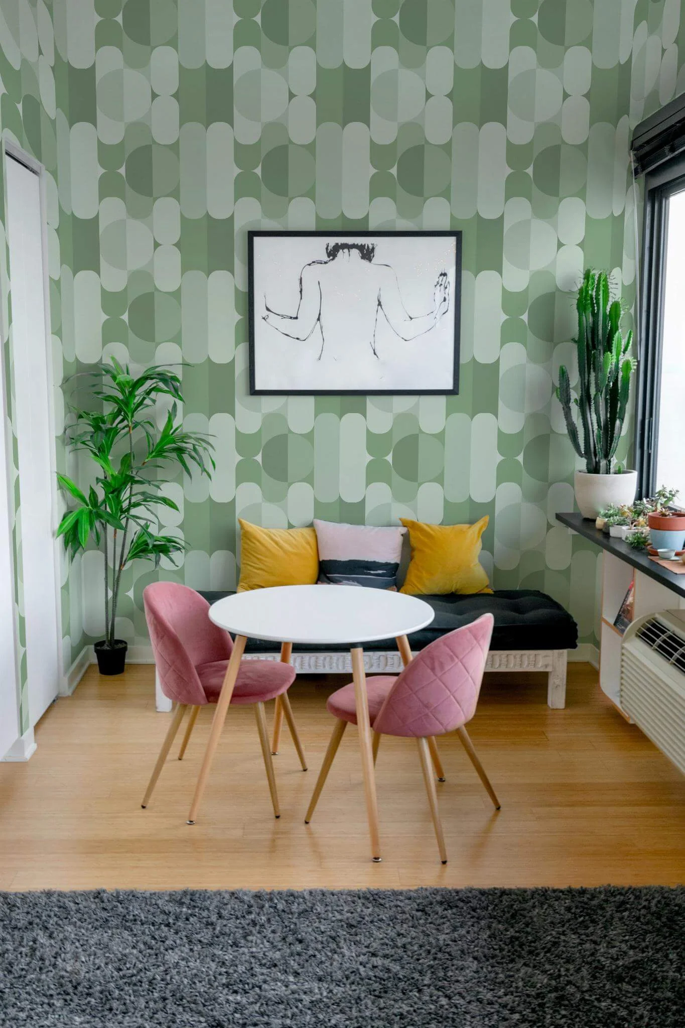 Sage green midcentury Wallpaper - Image 4