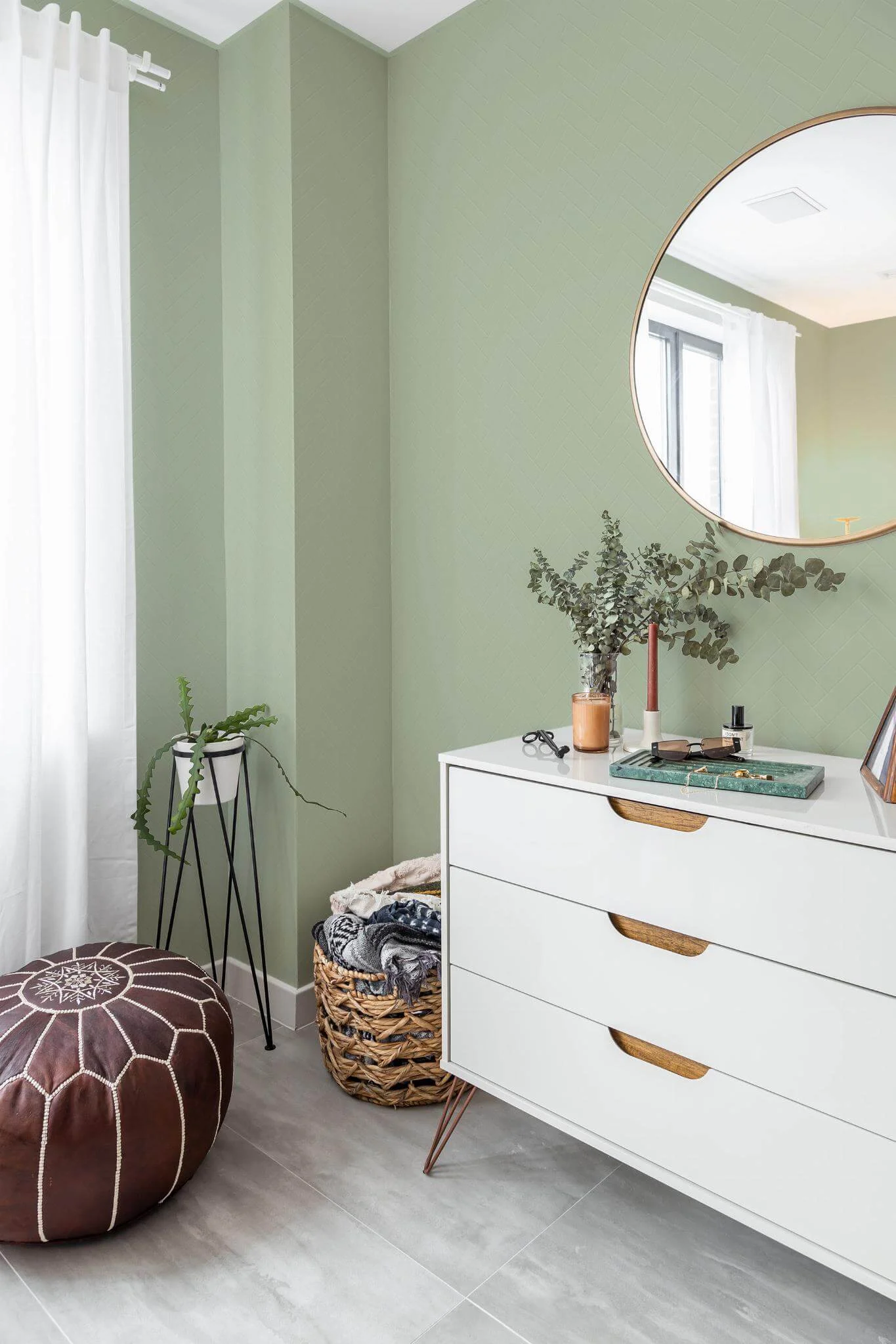 Sage green tile Wallpaper - Image 3