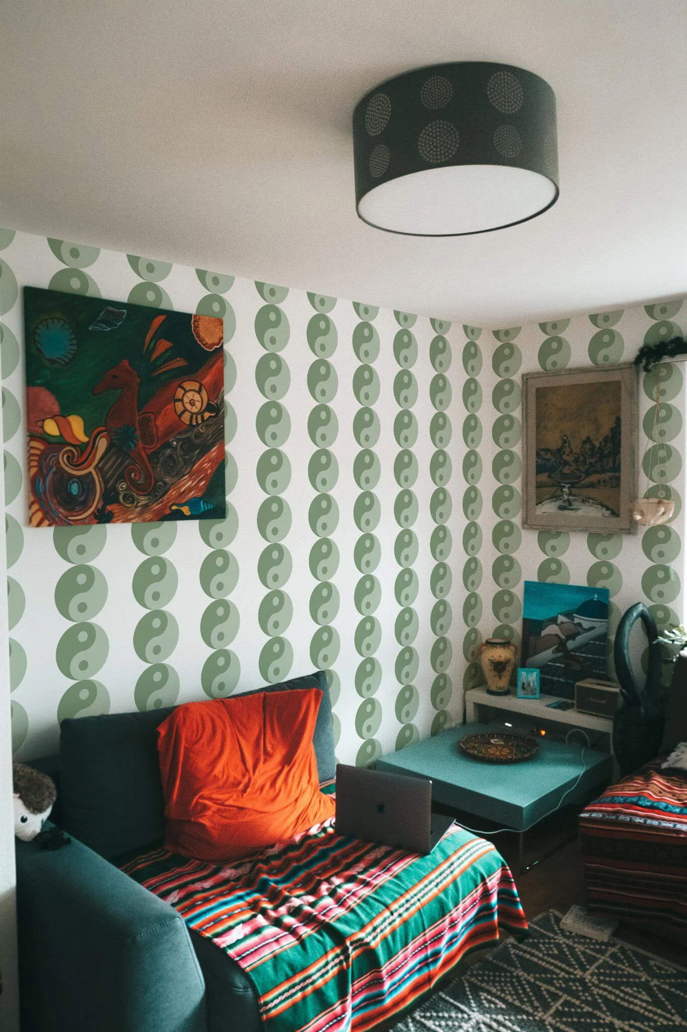 Sage green yin yang Wallpaper - Image 4
