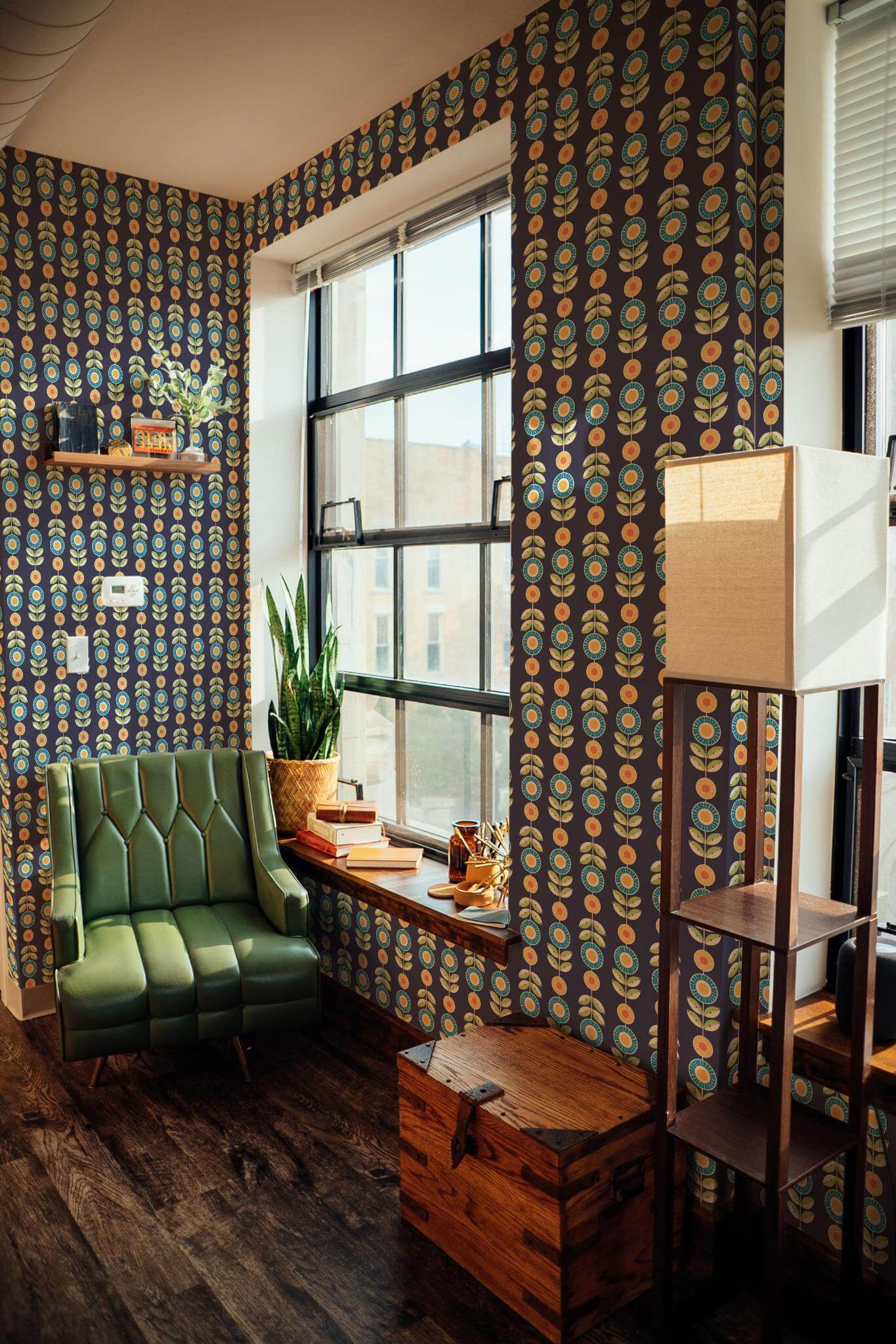 Scandinavian floral stripe Wallpaper - Image 3
