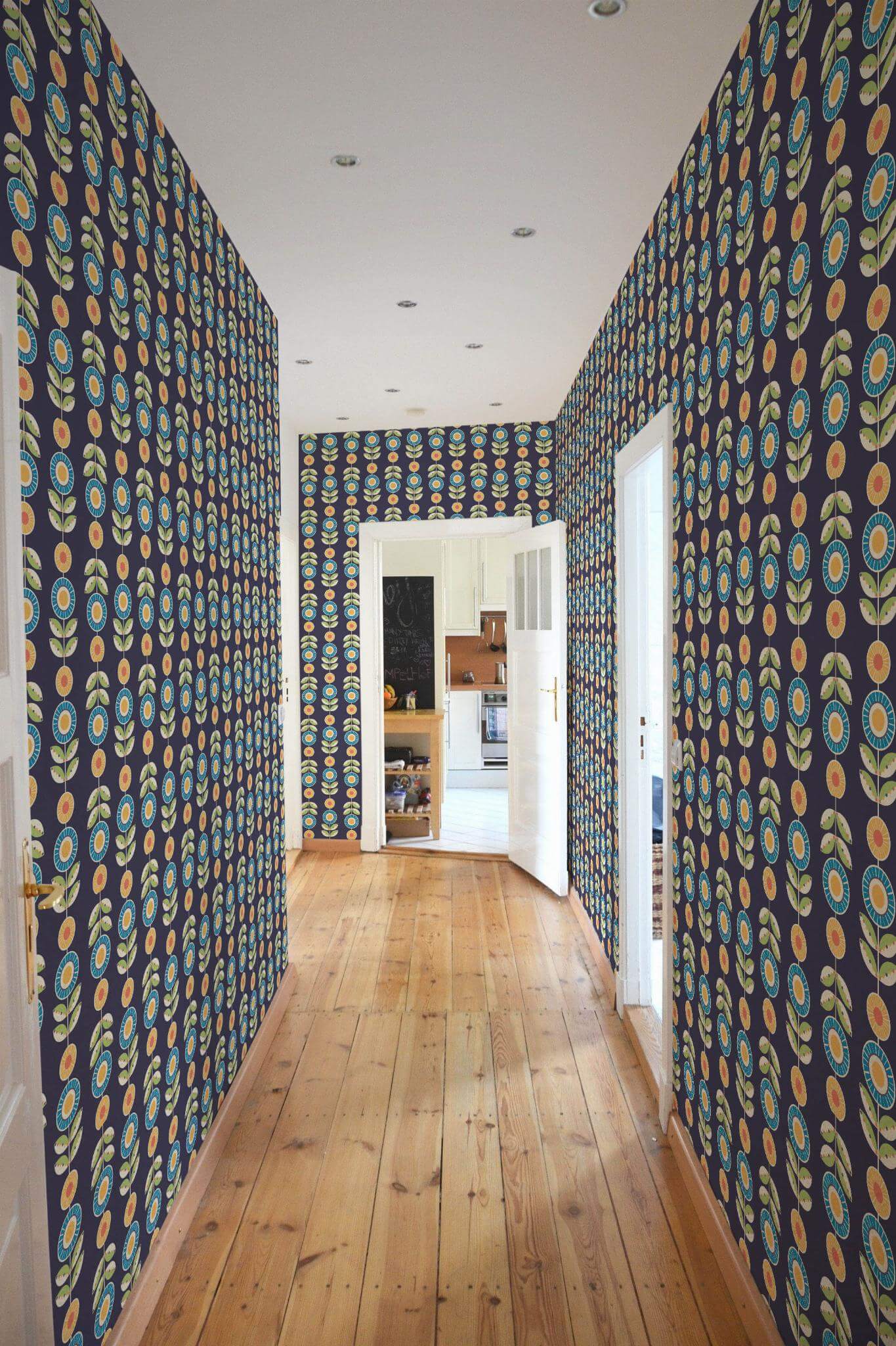 Scandinavian floral stripe Wallpaper - Image 4