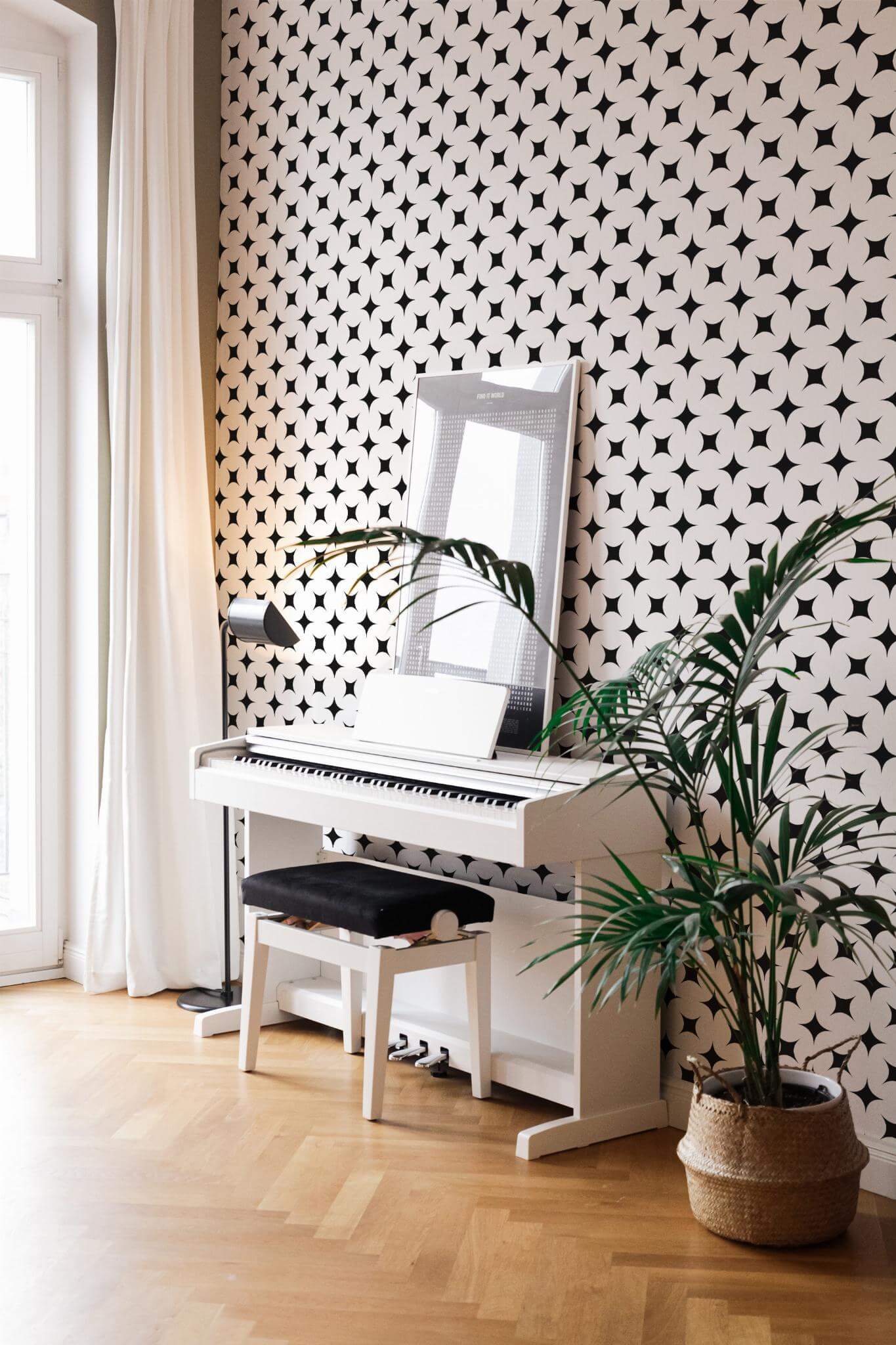 Black and white geometric stars Wallpaper - Image 4