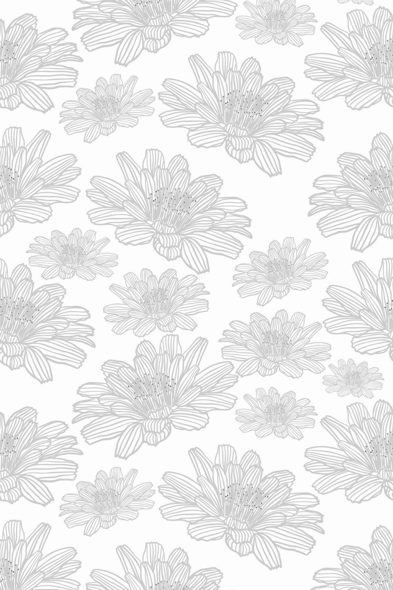 Seamless gray and white floral Wallpaper - Image 2