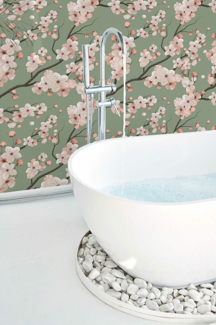 Sage Blossom Whispers Wallpaper - Image 4