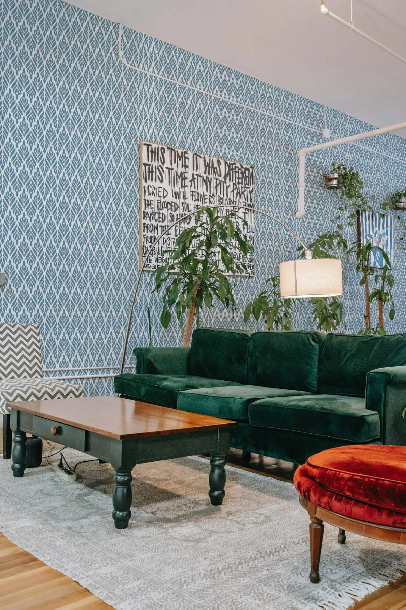 Steel blue Art Deco Wallpaper - Image 3