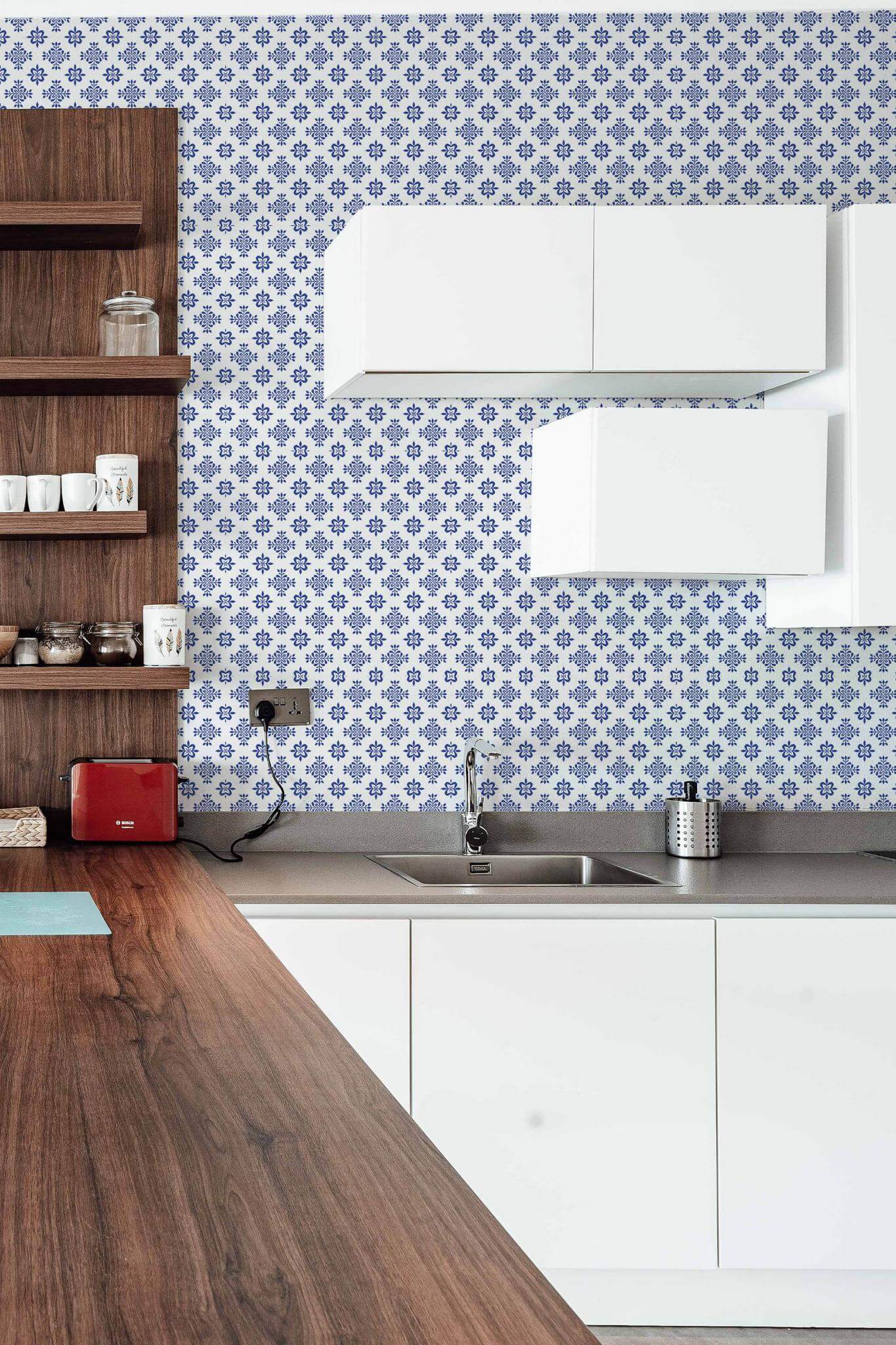 Geometric floral tile Wallpaper - Image 4