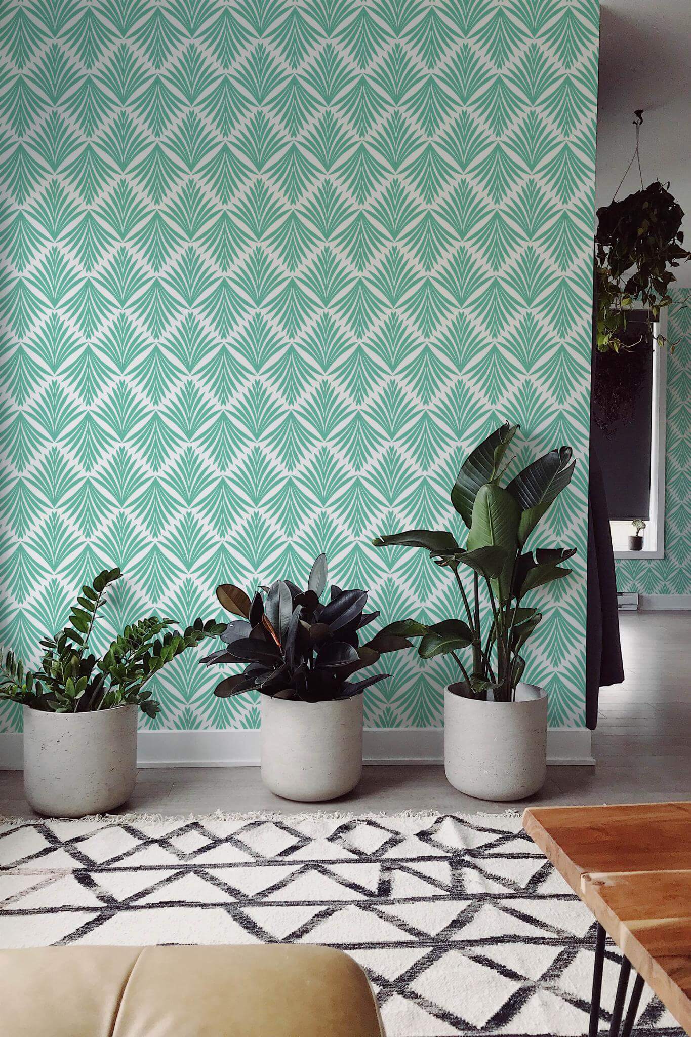 Turquoise geometric leaf Wallpaper - Image 4