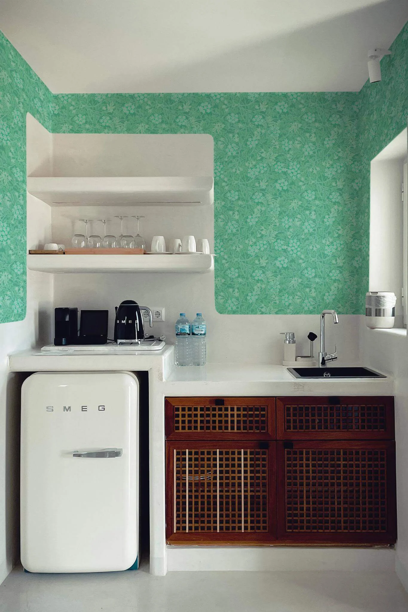 Turquoise Vintage Blossoms Wallpaper - Image 4