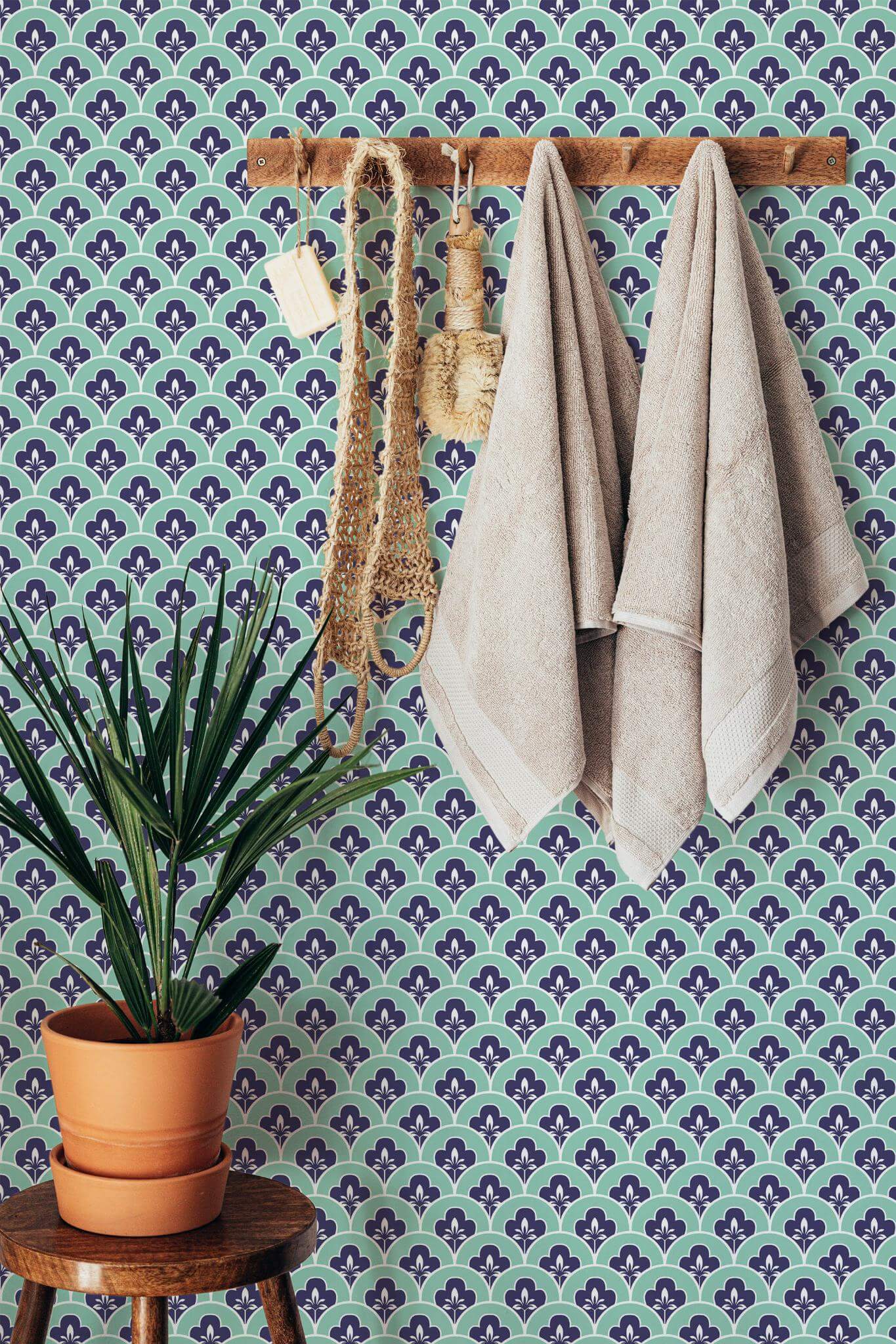 Turquoise Art Deco Wallpaper