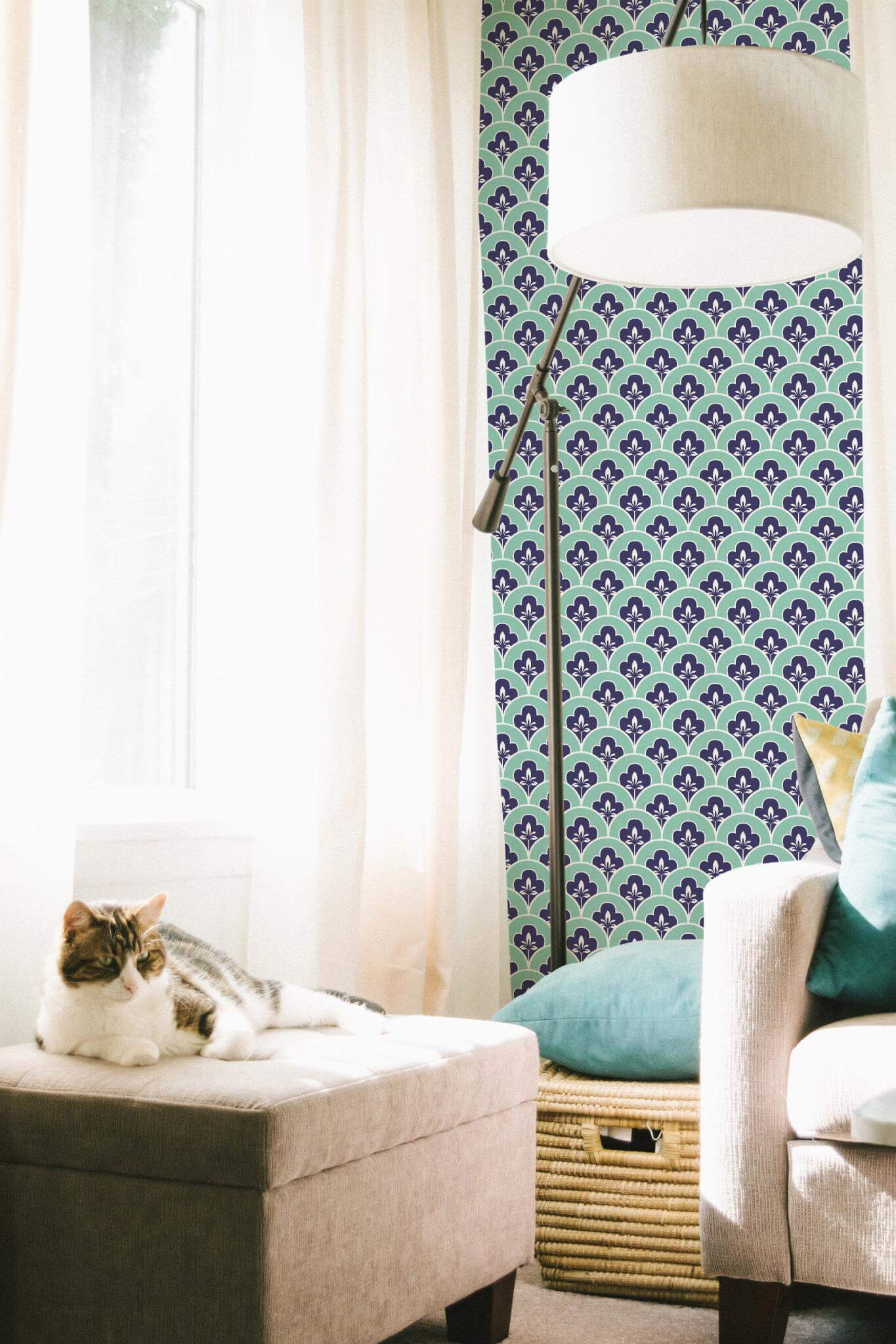 Turquoise Art Deco Wallpaper - Image 4