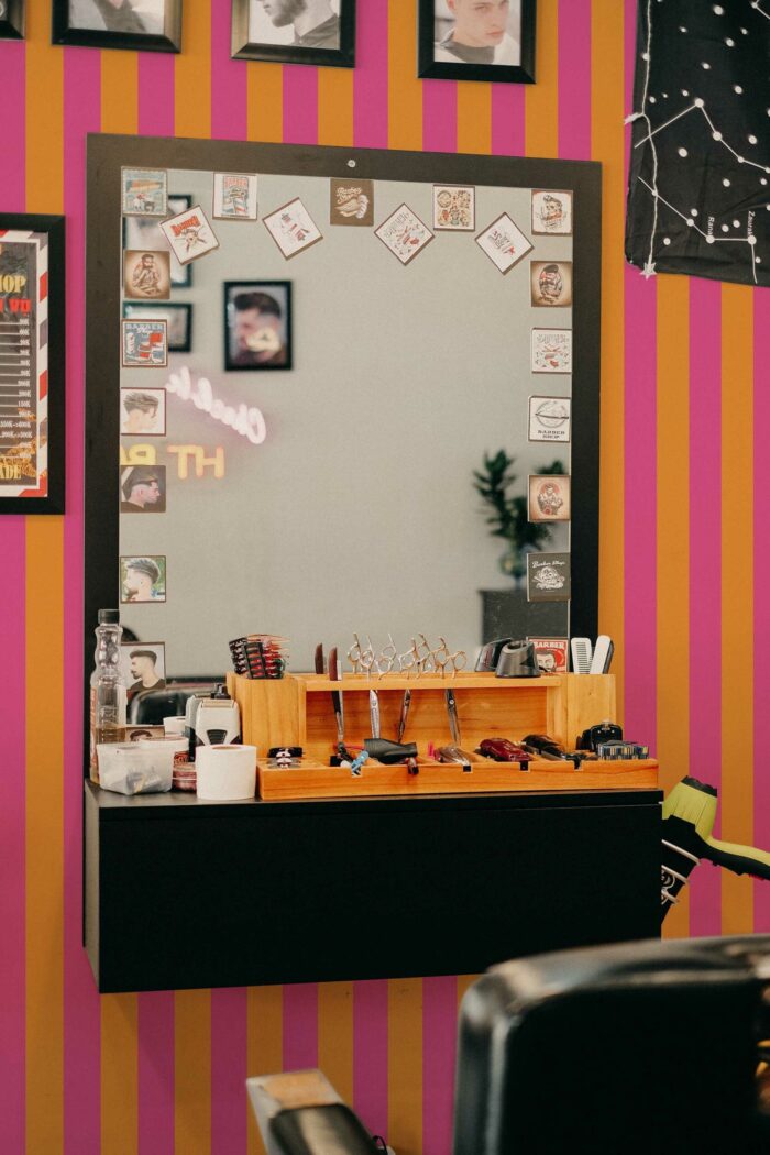 Pink and Orange Striped Wallpaper - Image 4