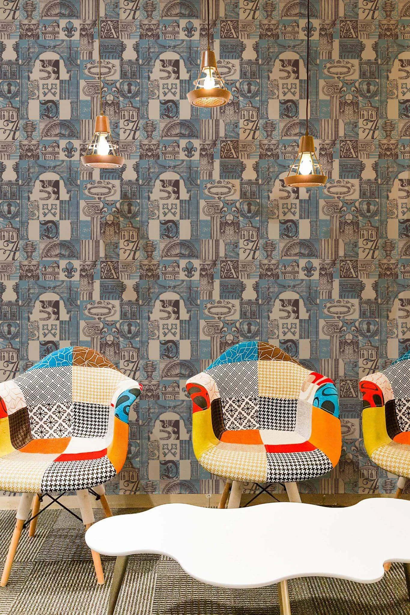 Blue vintage architecture Wallpaper - Image 4