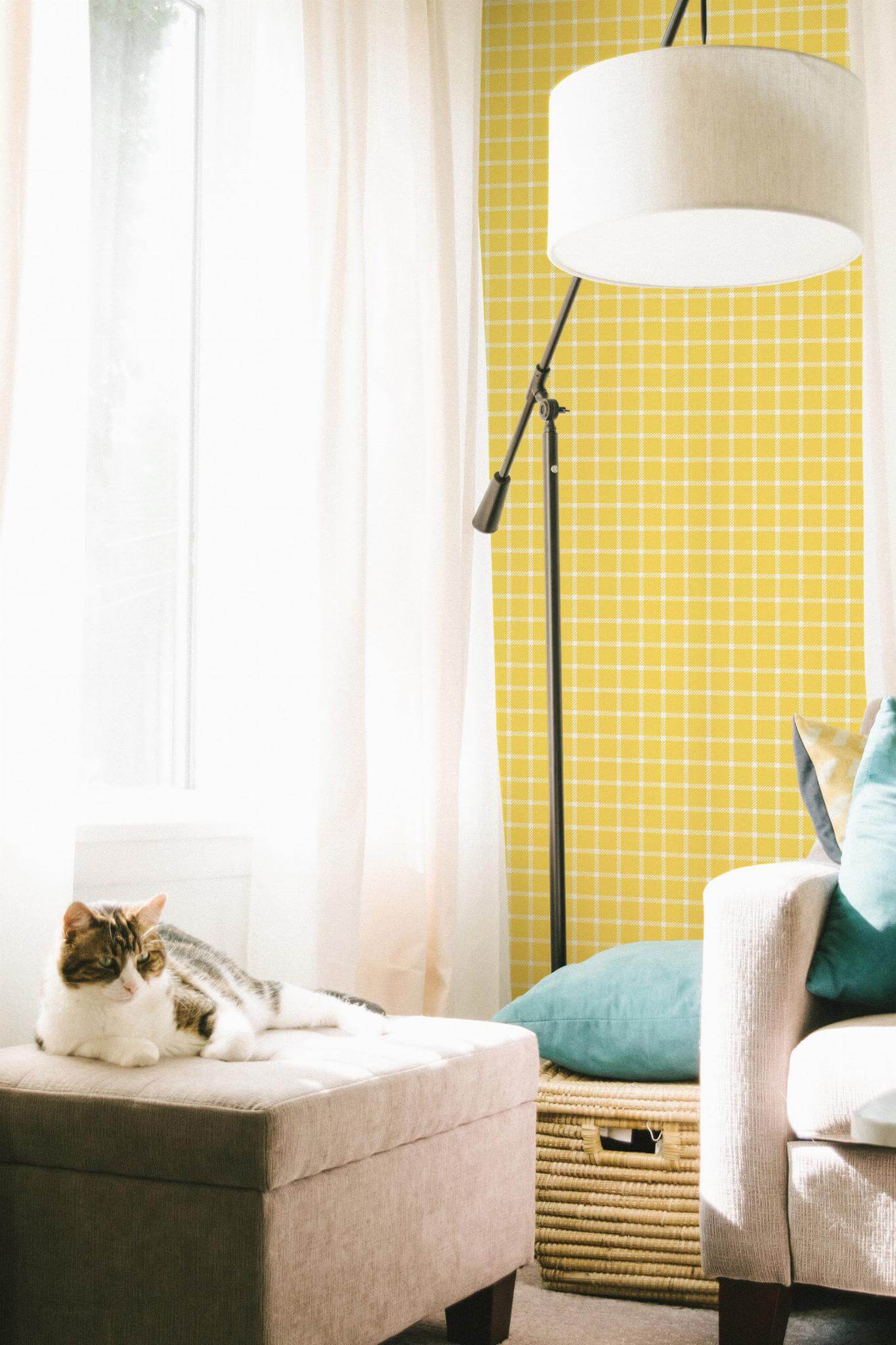 Yellow gingham Wallpaper - Image 4